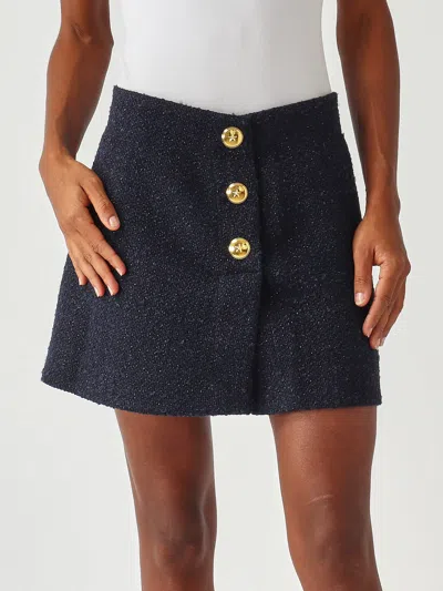 Pinko Flan Gonna Tweed Skirt In Blue