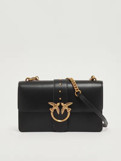 Pinko Medium Love Bag One Leather Crossbody Bag In Black
