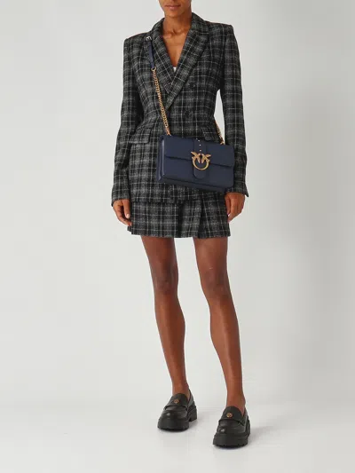 Pinko Medium Love Bag One Leather Crossbody Bag In Blue