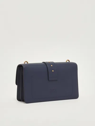 Pinko Medium Love Bag One Leather Crossbody Bag In Blue