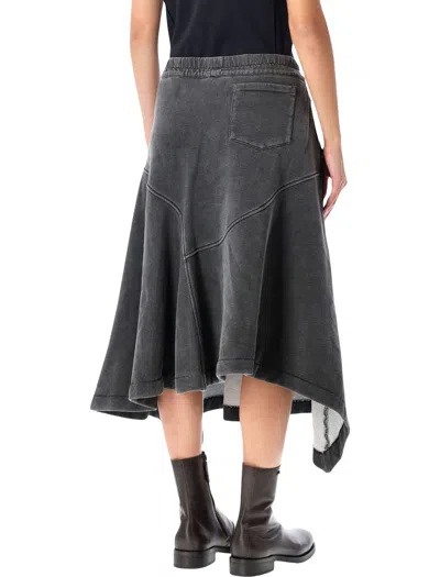 Our Legacy Lounge Cotton Skirt With Asymmetric Hem In Gray