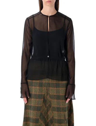 Our Legacy Black Sheer Crinkle Waist Blouse In Black
