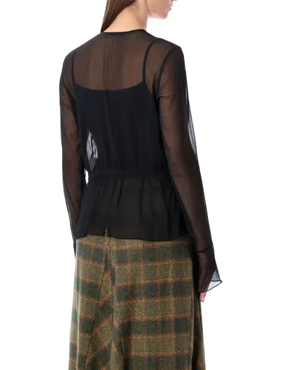 Our Legacy Black Sheer Crinkle Waist Blouse In Black
