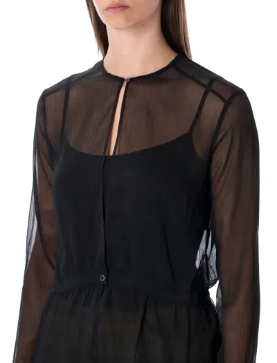Our Legacy Black Sheer Crinkle Waist Blouse In Black