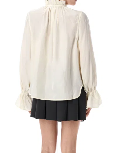 Ganni Shirt With Bow In Neutral