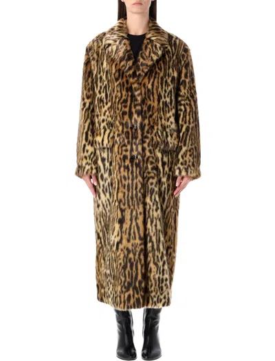 Stand Studio Marcelline Faux Fur Long Coat In Brown