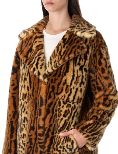 Stand Studio Multicolor Animal Print Faux Fur Camille Coat In Animal Print