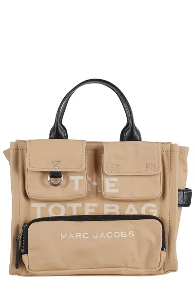 Marc Jacobs Camel Cotton Medium Tote With Leather Accents In Brown