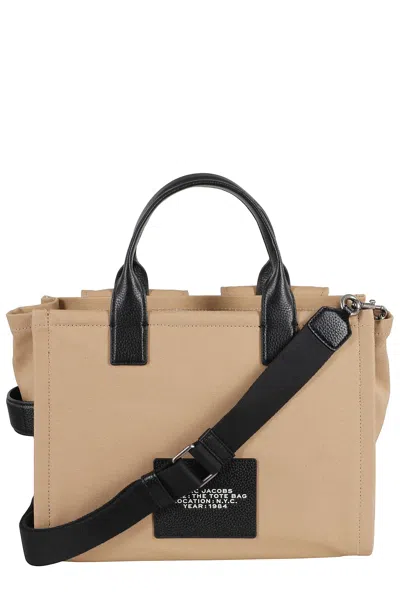 Marc Jacobs Camel Cotton Medium Tote With Leather Accents In Brown