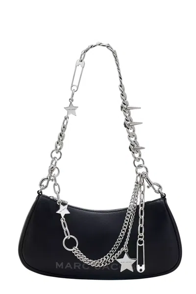 Marc Jacobs Curved Black Shoulder Bag With Adjustable Chain Handle In Black