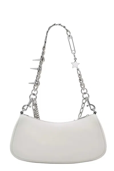 Marc Jacobs Contemporary White Shoulder Bag With Adjustable Chain And Embossed Logo In White