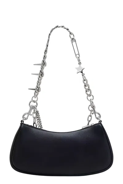 Marc Jacobs Curved Black Shoulder Bag With Adjustable Chain Handle In Black