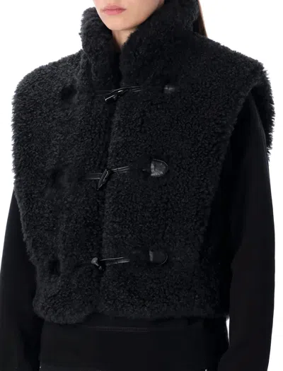 Isabel Marant Étoile Sleeveless Shearling Vest High Collar In Black