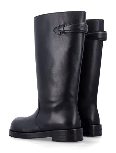 Acne Studios Women Black Boots With Embossed Logo On The Side In Leather Woman In Black