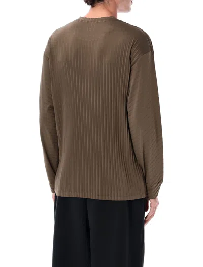 Satisfy Pleated Long Tee In Brown
