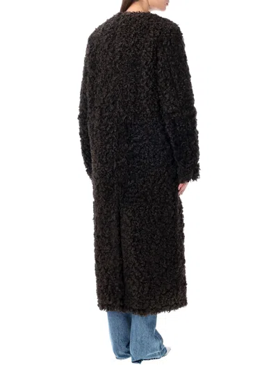 Stand Studio Carolina Long Curly Faux-fur Coat In Brown