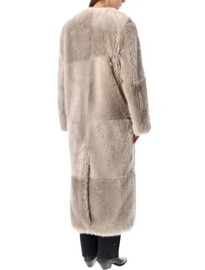 Stand Studio Hilma Patchwork Faux Fur Coat In Brown