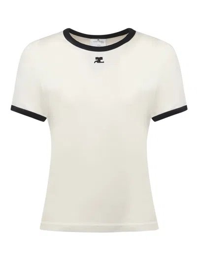 Courrèges Courreges Women Signature Contrast T-shirt In White