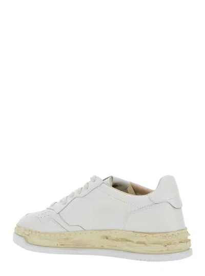 Autry Medalist Low Vintage X Mihara Yasuhiro White Sneakers With Handcrafted Sole In Leather Man In White