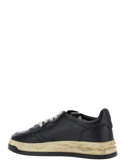Autry Medalist Low Vintage X Mihara Yasuhiro Black Sneakers With Handcrafted Sole In Leather Man In Black