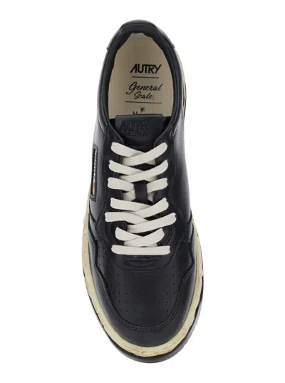 Autry Medalist Low Vintage X Mihara Yasuhiro Black Sneakers With Handcrafted Sole In Leather Man In Black