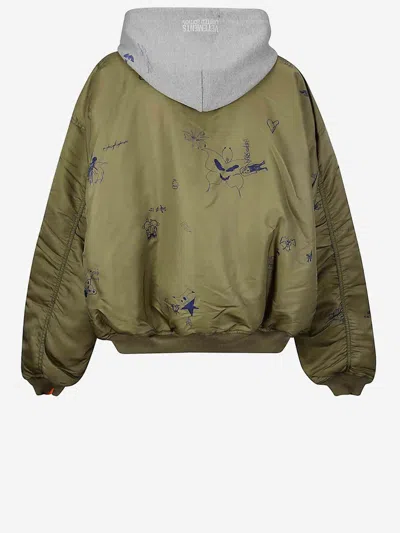 Vetements Bomber Jacket With Graphic Prints In Green