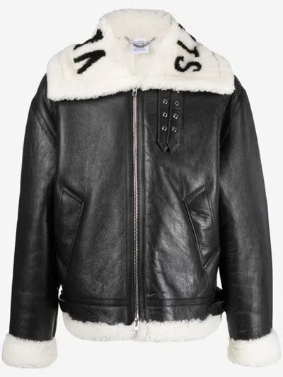 Vetements Logo-collar Lambskin Jacket In Black