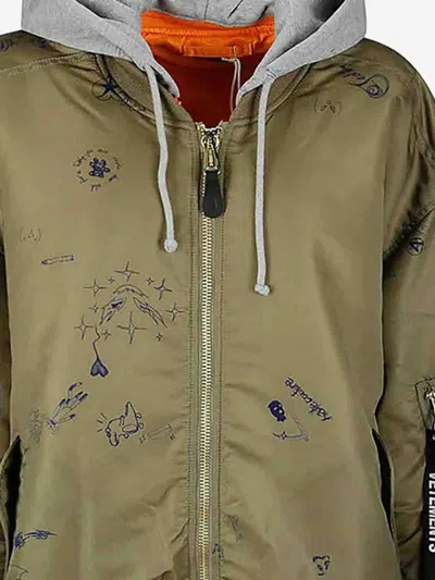 Vetements Bomber Jacket With Graphic Prints In Green