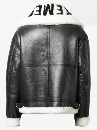 Vetements Logo-collar Lambskin Jacket In Black