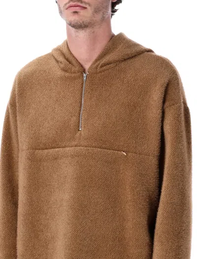 Rold Skov Squire Half-zip Hoodie In Brown