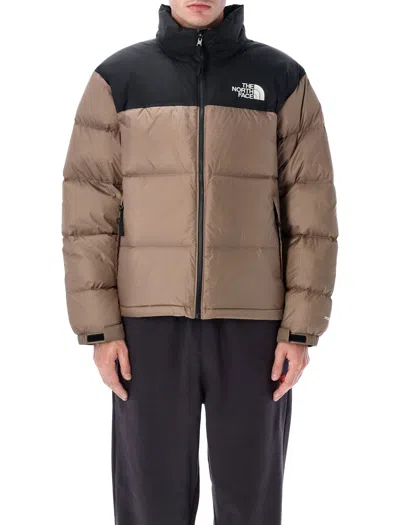 The North Face Beige And Black Short Down Jacket With Logo  In Brown