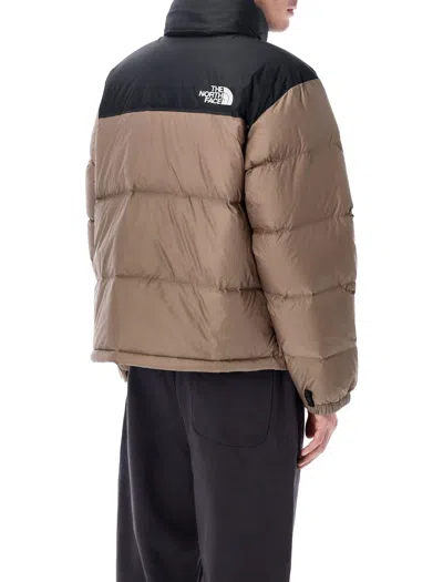 The North Face Beige And Black Short Down Jacket With Logo  In Brown