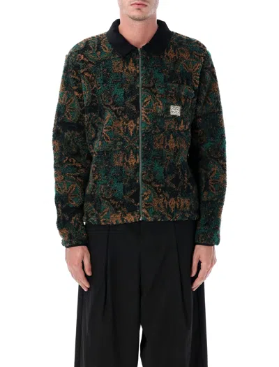 Rvca Zip-up Patterned Shirt Jacket In Green