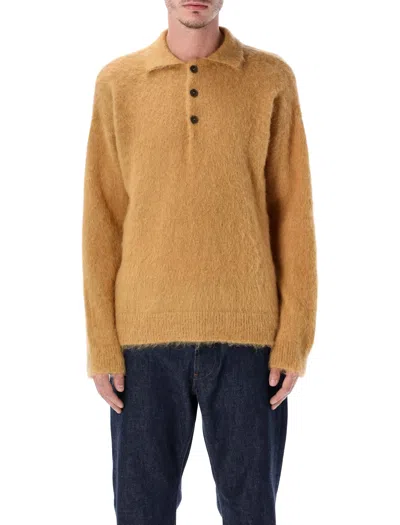 Rold Skov Basic Polo In Alpaca And Mohair Blend In Yellow