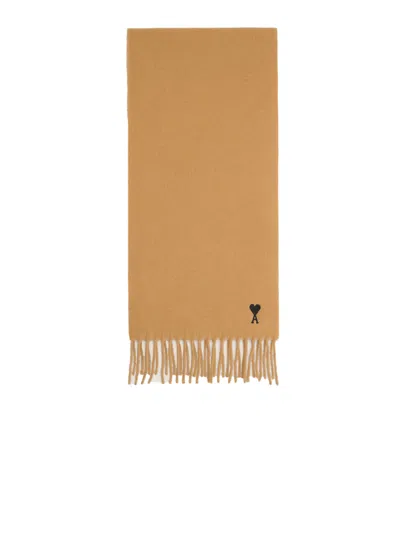 Ami Alexandre Mattiussi Rich Brown Wool Scarf With Soft Texture In Brown