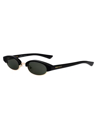 Alexander Mcqueen Black-black-grey Recycled Acetate Sunglasses In Green
