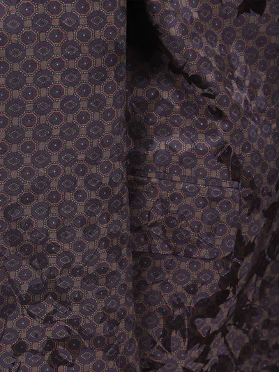 Dries Van Noten Patterned Pussy-bow Blouse In Brown