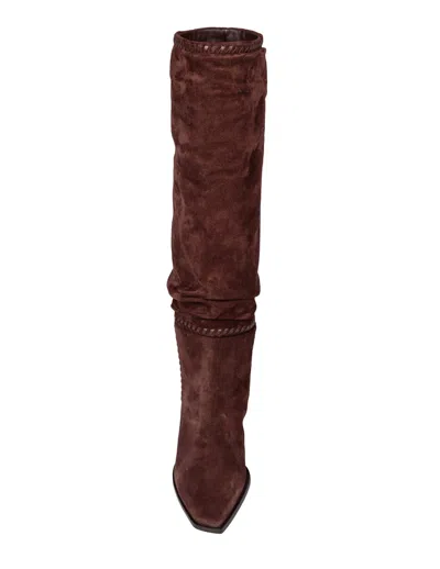 Jimmy Choo Hart Stitch Knee Boot 60 In Chocolate Suede In Brown