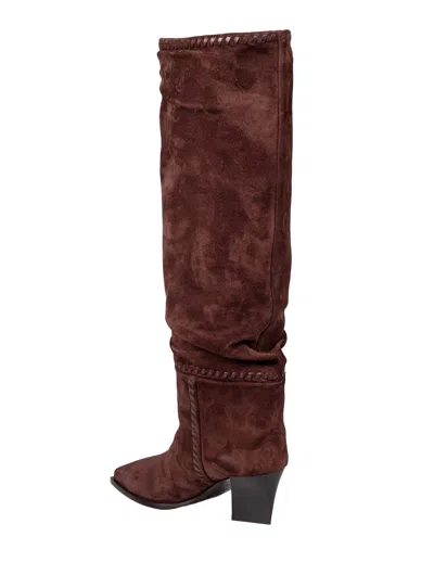 Jimmy Choo Hart Stitch Knee Boot 60 In Chocolate Suede In Brown