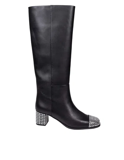 Michael Kors Matilda Toe Cap Leather Boot With Studs In Black