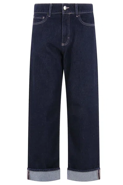 Icon Denim Denim Trousers With Belt Loops In Purple