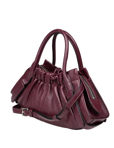 Marc Jacobs The Cristina Small Satchel Leather Handbag, Plum Color In Burgundy