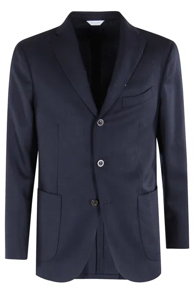 Boglioli Giacca 3 Bottoni Stirato In Blue