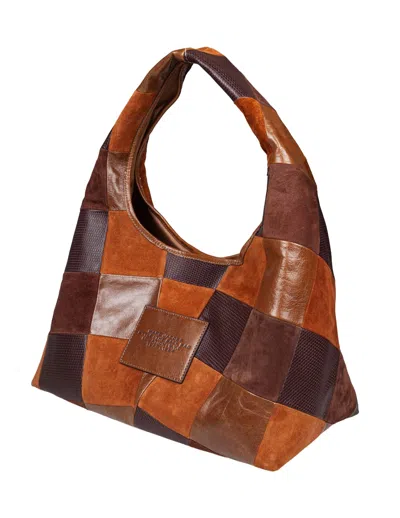 Marc Jacobs Borsa A Spalla The Suede Patchwork Sack Bag Brown Multi In Brown