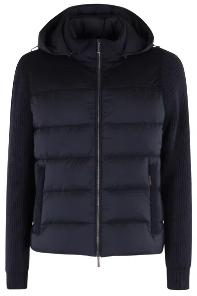 Moorer Hooded Padded Quilted Jacket Sleeves In Black