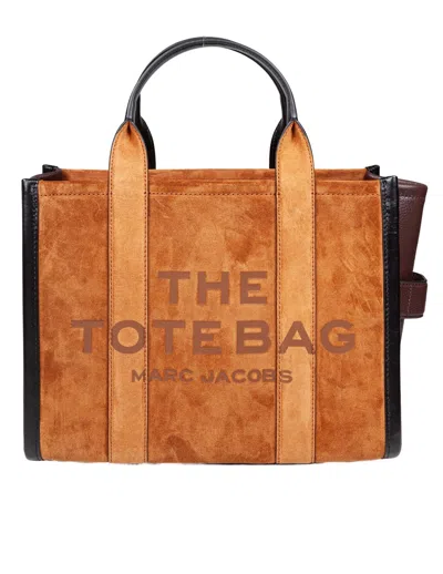 Marc Jacobs The Medium Tote Bag In Leather And Suede, Brown Color