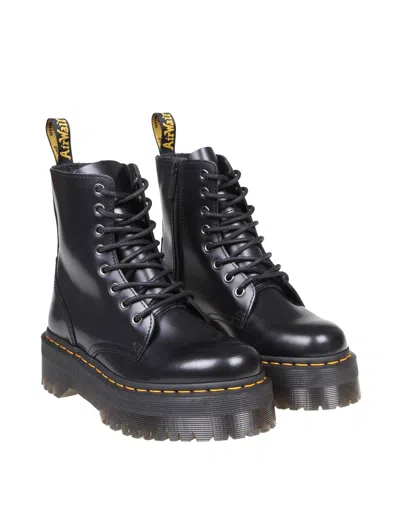 Dr. Martens Smooth Leather Platform Boots With Side Zip Closure In Black