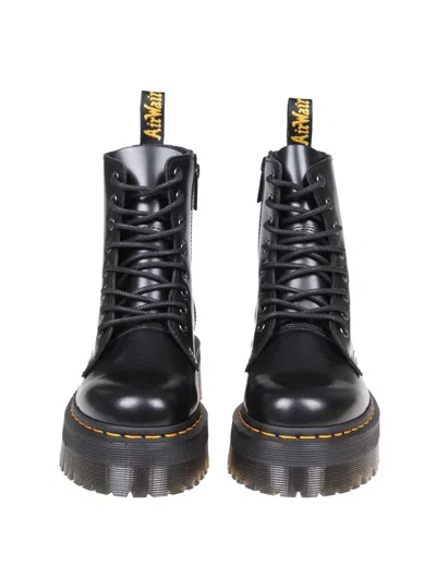 Dr. Martens Smooth Leather Platform Boots With Side Zip Closure In Black
