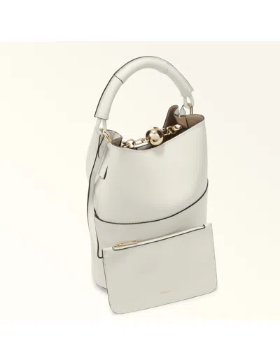 Furla Leather Bucket Bag In White