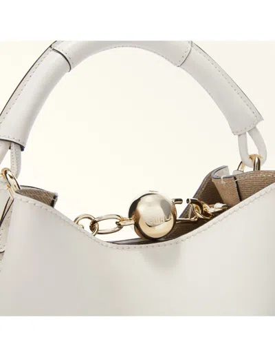 Furla Leather Bucket Bag In White